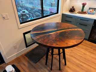 Live-Edge Black Epoxy and Walnut Round Dining Table