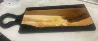 Wood and Black Epoxy Charcuterie Board Top View