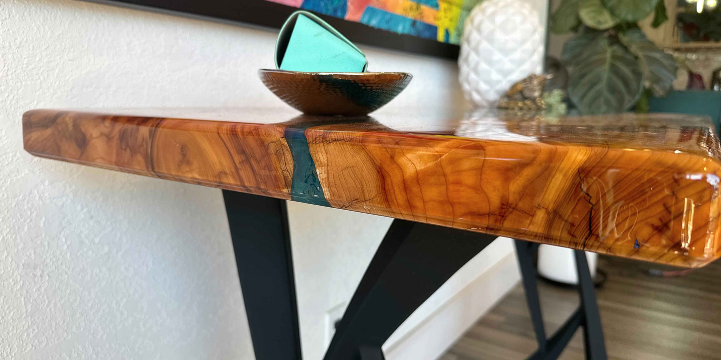 Custom Wood and Epoxy Matching Set - Cedar and Blue Epoxy Tables