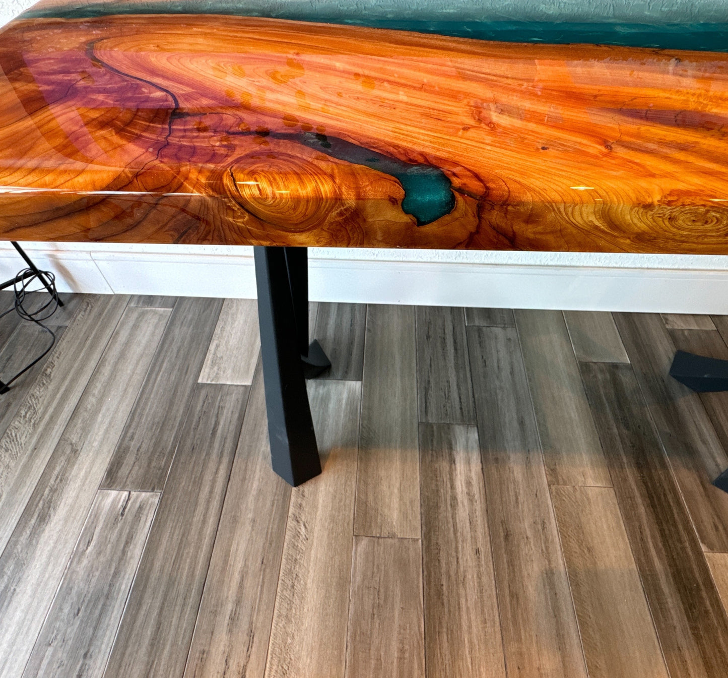 Custom Wood and Epoxy Matching Set - Cedar and Blue Epoxy Tables
